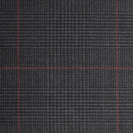 15001 Dark Grey Plaid with Red Check Quartz Super 100